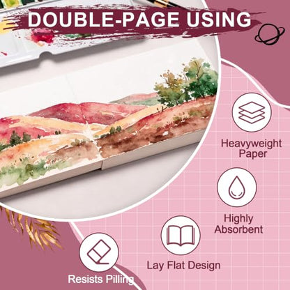 rubens Watercolor Paper Pad, 3.8 x 5.3 inch Mini Glitter Hot Pressed Papers - color: 3.81”x5.31”