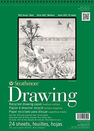 Strathmore 400 Series Recycled Drawing Pad, Medium Surface, 14"x17" Wire Bound, 24 Sheets - color: Recycled, size: 14x17
