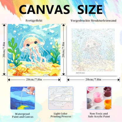 Aestalrcus Paint by Numbers Kit for Kids with Frame, Jellyfish, 8x8 Inch - color: style-17