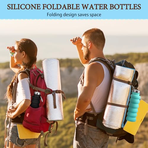 Baderke 2 Pcs Collapsible Water Bottles 17oz Silicone Travel Foldable Portable Water Bottle with Buckle Silicone Lightweight Reusable Leakproof for Camping Hiking Cycling Sport(Green, Black) - color: Green, Black