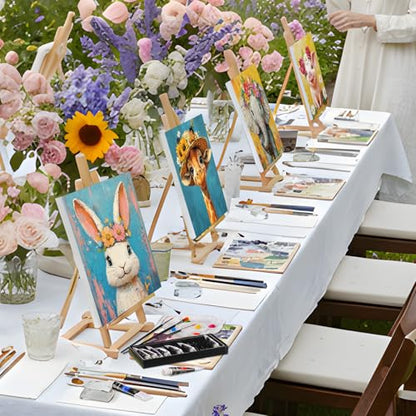 Cholemy 36 Pcs Paint and Sip Kit Gift for Adults 8''x10'',Flower Animals | Pre Drawn Canvas, Painting DIY Afro Acrylic Painting Kit, Wood Easel Brushes, Date Night Bulk, Summer Halloween Party - style: Flower Animals