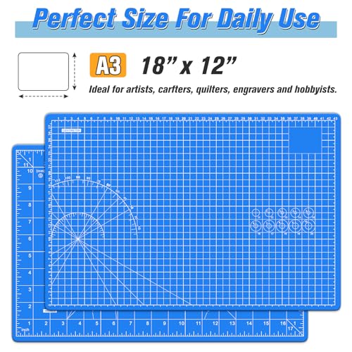 DIYSELF 12in×18in Cutting Mat, A3 Self Healing Craft Mat for Sewing - color: Blue, size: 18"L x 12"W