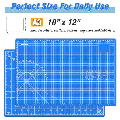 DIYSELF 12in×18in Cutting Mat, A3 Self Healing Craft Mat for Sewing - color: Blue, size: 18"L x 12"W