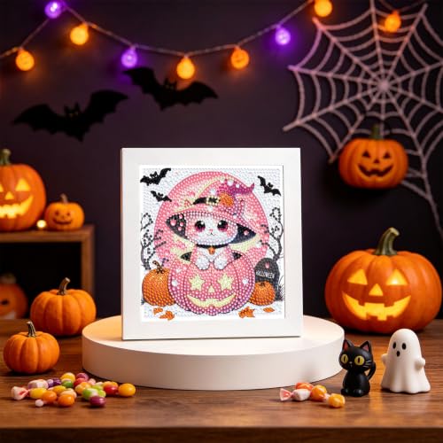 Cat Diamond Art Painting Kits for Kids with Frame Ages 4-8-12 (7x7 inch) - color: CC1208