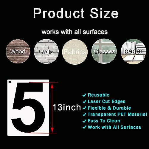 DXCYZ 13 Inch Large Number Stencils Kit 0-9 Address Number Stencil, 10PCS Reusable Plastic Painting Number Templates for Mailbox Signs, Door, Cars, Trucks, Home, Business, Window (13 Inch) - size: 13 Inch