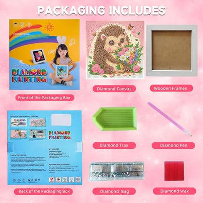 Arttoplus Hedgehog Diamond Art Painting Kits for Kids with Frame 7x7 inch - color: CC978-US