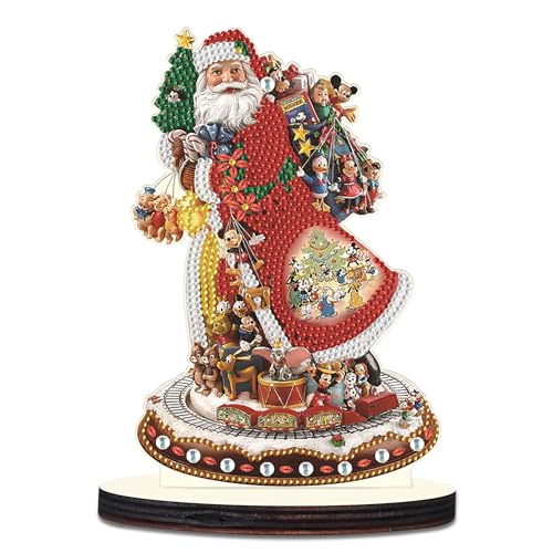 MVVMTOP Christmas Diamond Art Tabletop Decoration, DIY Santa Claus, 5D Special Shape Crystal Diamond Partial Diamond Art Painting Mosaic Handicraft, Home Office Tabletop Decor Gift - color: Santa Claus and sleigh 2