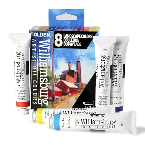 Williamsburg Artist Oil Colors, Landscape Colors Set, 8 Colors | An ideal outdoor palette including eight tubes of artist grade oil paints. 7 x 22 ml Tubes, 1 x 37 ml Tube.