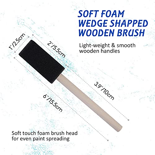 conda 1 inch Foam Brush Set of 58 Pack, Sponge Paint Brush Set with Wood Handle - Lightweight, Durable, Great for Acrylics, Crafts, Stains, Varnishes Art - size: 1"/ 58 Pack