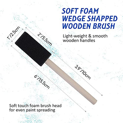 conda 1 inch Foam Brush Set of 58 Pack, Sponge Paint Brush Set with Wood Handle - Lightweight, Durable, Great for Acrylics, Crafts, Stains, Varnishes Art - size: 1"/ 58 Pack
