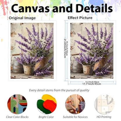 Paint by Numbers Kit for Adults Flower, Paint by Number for Adults 16x20 in - color: Lavender