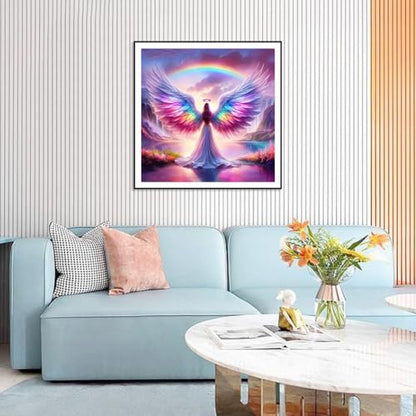 SJUTOUCI Rainbow Angel Diamond Art Kit for Adults, Diamond Painting Kit | Angel Gem Art, Bead Art, Diamond Dots Craft, Round Full Drill, Home Decor, DIY Gift, 12x12 inch