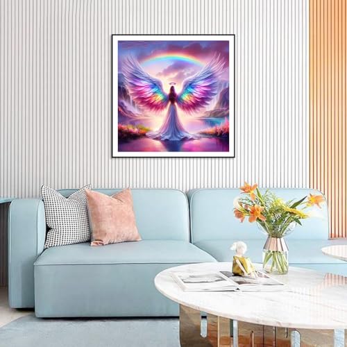 SJUTOUCI Rainbow Angel Diamond Art Kit for Adults, Diamond Painting Kit | Angel Gem Art, Bead Art, Diamond Dots Craft, Round Full Drill, Home Decor, DIY Gift, 12x12 inch
