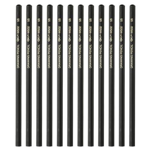 PATIKIL 12Pcs 5B Drawing Pencils for Sketching, Hexagonal Sketch Pencils for Drawing Writing Art Sketching Artists Beginners, Black - style: 5B