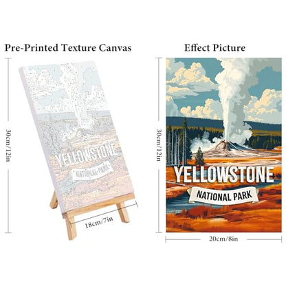 4 Pack Framed Paint by Numbers Kit for Adults with Wooden Easel 8x12 Inch - color: FOP4P-12
