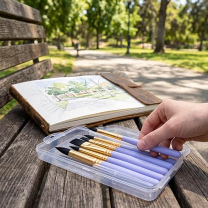 6-piece Mini Travel Watercolor Brush Set ，Oil or Acrylic Painting（Purple）