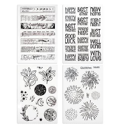 4 Themes 45Pcs Clear Stamps, Retro Rubber Clear Stamp, Transparent Silicone Stamps Seal for DIY Scrapbooking Card Making Decoration, Style C - style: Style C