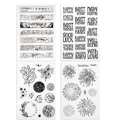 4 Themes 45Pcs Clear Stamps, Retro Rubber Clear Stamp, Transparent Silicone Stamps Seal for DIY Scrapbooking Card Making Decoration, Style C - style: Style C