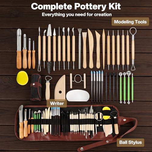 42pcs Pottery Tools Kit for Sculpting,Clay Tools Sculpting Kit,Ceramic Tools for Modeling, Trimming, Molding Clay Carving,Shaping, for Beginners, Hobbyists, Artists