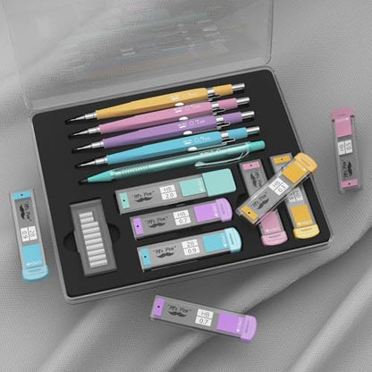 Mr. Pen- Pastel Mechanical Pencil Set, 5 Mechanical Pencils (0.3, 0.5, 0.7 | 0.9, 2.0mm), 5 HB Lead Refills & 10 Eraser Refills, Precision Drawing Pencils for Sketching, Writing & Artwork - color: Pastel