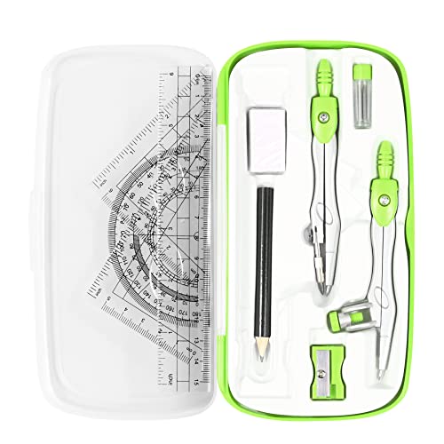 Vobou Math Geometry Sets 10 Pcs, Student Supplies Kit, for School (Green - color: Green