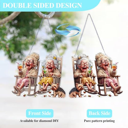 GUMITOON Diamond Art Kits for Adults-Hanging Old Lady Full Drill Diamond Dots Paintings for Beginners, Round 5D Paint with Diamonds Pictures Gem Art Painting Kits DIY Crafts Kits QCY-107 - color: QCY-107