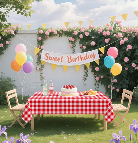 HEIPINIUYE 3 Pack Red Gingham Tablecloth Disposable 54 x 108 Inch Red and White Plaid Plastic Table Cloth Disposable Rectangle Table Cover for Party Birthday Picnic Checkered Tablecloths - color: Red Gingham Tablecloth, size: 3 Pack