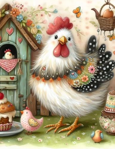 RYMILIE Chicken Diamond Art Kits for Adults Diamond Painting Kit 12x16in - color: DP03886