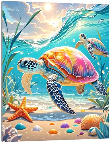 TINDAY Paint by Numbers Kit for Adults Paint by Number for Adults Beginner Sea Turtle Painting by Number for Adult on Canvas Acrylic Painting Wall Decor 16x20 in - color: Sea Turtle