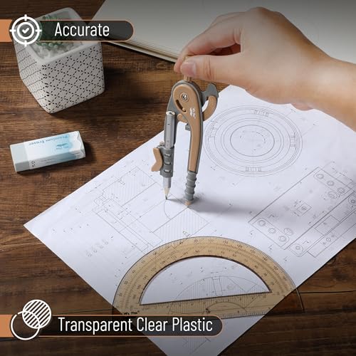Mr. Pen- Geometry Compass and Protractor Set, 6 Inch Compass - color: Dwarf Pony Brown, size: 1 Set