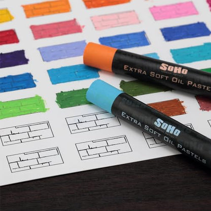 Soho Urban Artist Oil Pastels Set of 72 - Extra Soft, Blendable, Highly Pigmented and Vibrant, Ideal for Artists & Professionals - Suitable for Drawing, Sketching, Layering, and Scraping - size: 72 Count (Pack of 1)