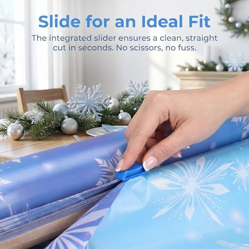 100FT x 54IN Snowflake Plastic Tablecloth Roll with Slide Cutter Box | Heavy Duty Disposable Blue & White Table Cover Wall Backdrop, Cut-to-size for Frozen Birthday Party Supplies - color: Blue and Purple Snowflake, size: 1200" x 54" (Rectangular)
