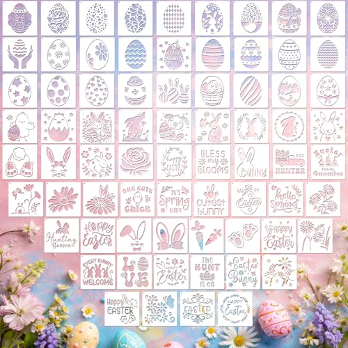 Marspark 72 Pcs Small Bunny Egg Stencils for Crafts Reusable, 3 Inch - style: Bunny Egg