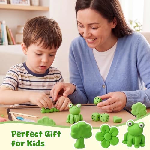 VioraWhite 40 Pcs 21 oz Air Dry Clay Bulk Modeling Clay,Green | Ultra Lightweight Foam Modeling Clay for Kids Adults, DIY Crafts Party Arts, School Project Gifts Supplies - color: Green
