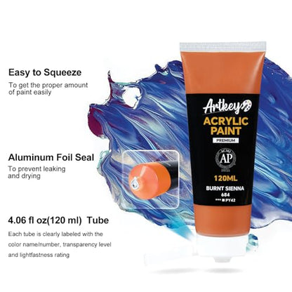 Artkey Acrylic Paint - Burnt Sienna (120 ml/4.06 oz) Tubes, Rich & Vibrant Pigments, Professional Artists Acrylic Paints - Art Supplies for Canvas Wood Rock Clay Fabric Ceramics Art Crafts Painting - color: Burnt Sienna, size: 4.06 Fl Oz (Pack of 1)