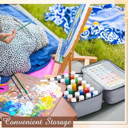 Abbylike Acrylic Paint Organizer Bag for up to 56 Bottles (2 Oz),Gray - color: Gray