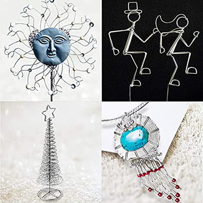 4 Pack 14 Gauge Aluminum Wire 131.2 Feet, Silver Aluminum Wire 2mm, Craft Armature Wires, Bendable Metal Wires for Making Beading Jewelry Craft Dolls Skeleton DIY Crafts (32.8 Per Roll) - size: 14 Gauge Wire D2.0mm