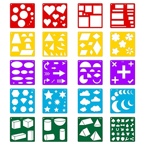 20pcs Geometry Set Shape Drawing Stencils,Drawing Template for Kids Boys Girls DIY Painting & Drawing Educational Home School Crafts Essentials - style: Geometry