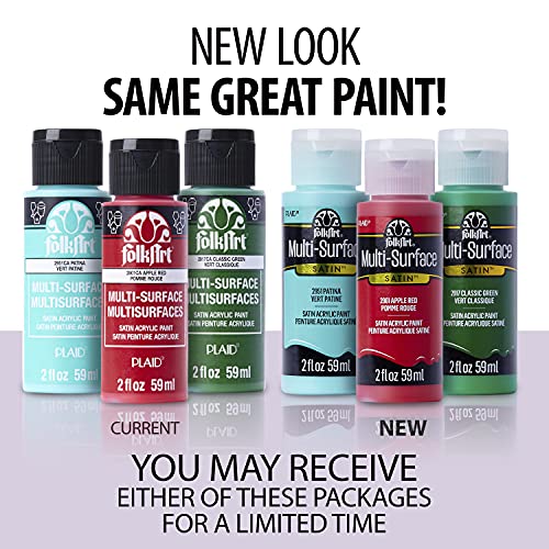 FolkArt PROMO830 Multi Satin Finish Acrylic Craft Paint Set Designed for Beginners and Artists, Non-Toxic Formula That Works on All Surfaces, 2 oz, 2 Fl Oz (Pack of 12), Colors may vary, 24