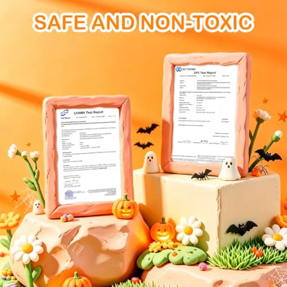Air Dry Clay Kit - 12 Halloween Modeling Clay for Kids, Complete DIY Clay Craft Set with Sculpting Tools & Step-by-Step Tutorials, Ultra Soft & Non-Sticky Clay, Gift Ideas for Halloween - color: Clay Halloween Kit
