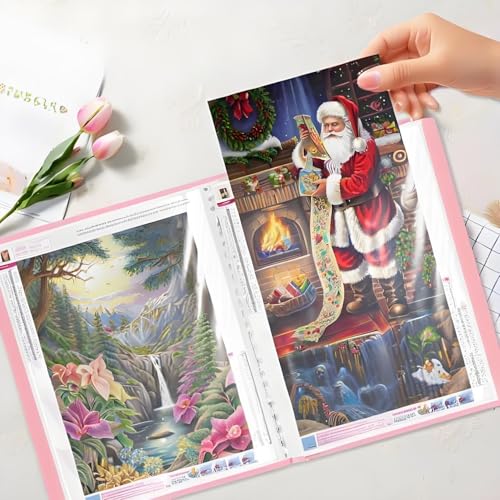 Huacan A3 Diamond Art Storage Book 30 Pages 60 Views Portfolio Presentations Folder Diamond Art Accessories - color: Pink