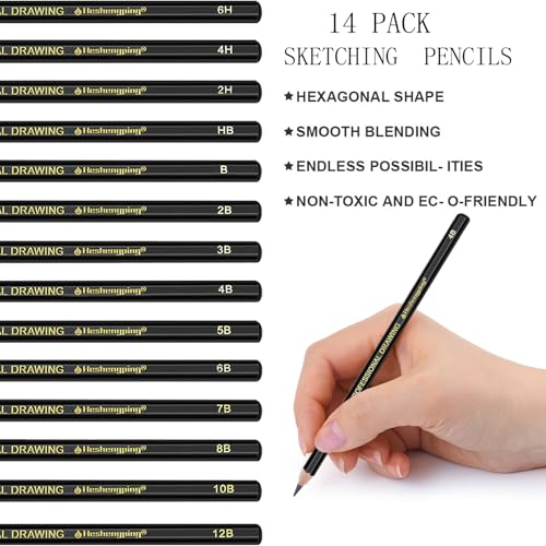 Heshengping, Sketching and Drawing Pencils Set-26pcs,Art Supplies Drawing Kit,Graphite Charcoal Professional Pencils Set, Adults Beginners Artist - style: Brown | 26 Pack