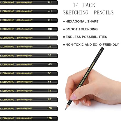 Heshengping, Sketching and Drawing Pencils Set-26pcs,Art Supplies Drawing Kit,Graphite Charcoal Professional Pencils Set, Adults Beginners Artist - style: Brown | 26 Pack