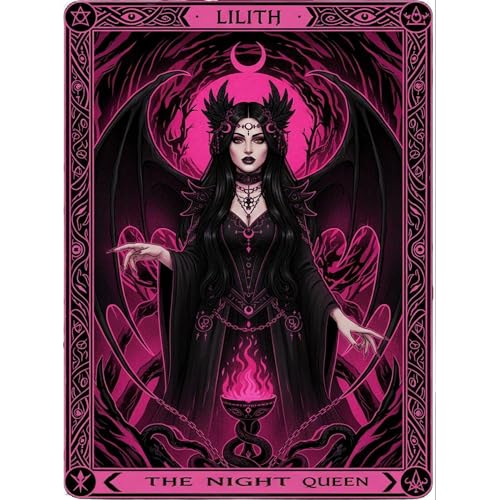 GQYCZZ Lilith Queen of the Night Diamond Art Kits for Adults, Tarot Card Diamond Painting Kits for Beginners, DIY 5D Gothic Full Drill Round Diamond Painting Gem Art for beginner, Home Wall Decor12x16 - color: Gothic Diamond Art