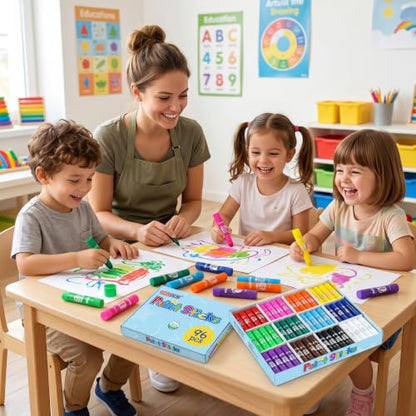 Tempera Paint Sticks for Kids & Artists,96 Pack 12 Vibrant Color,Non-Toxic,Quick Drying,Classic Rainbow Colors,Washable Solid Paint Crayons,Ideal for School Classroom Art Projects & DIY Crafts