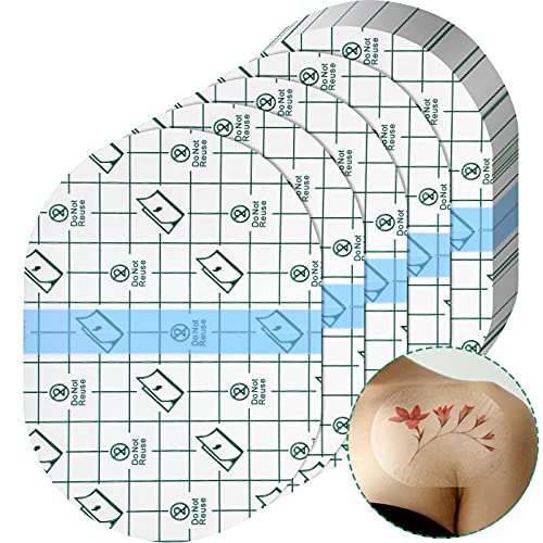 Nuanchu 50 Pcs Waterproof Bandages Second Skin Tattoo Cover, 4 x 5.4 Inch | Transparent Film Dressing, Adhesive Tattoo Aftercare Tape Bandages for Post Surgical Wound, Swimming, Shower Wrap Protection - size: 4 x 5.4 Inch
