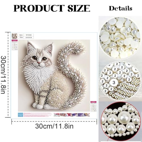 2 Pack Cat Diamond Art Pearl Painting Kits for Adults (12×12 inch) - color: WYZ028+WYZ186