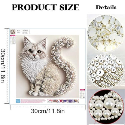 2 Pack Cat Diamond Art Pearl Painting Kits for Adults (12×12 inch) - color: WYZ028+WYZ186