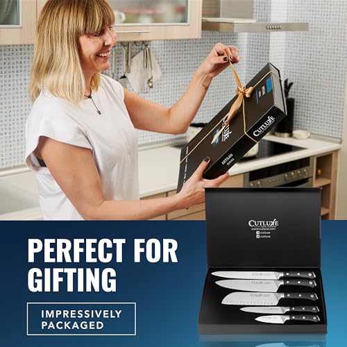Cutluxe Kitchen Knives, 5-Piece Chef Knife Set – Razor Sharp German Steel | Full Tang Ergonomic Handles, Professional Blades – Artisan Series, Forged High Carbon - size: 5 Pcs Knife Set without Block