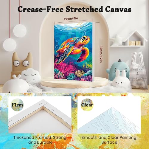 4 Pack Beach Paint by Numbers for Adults with Framed Canvas - Wooden Easel - color: BKH2378+BKH2379+BKH2380+BKH2381